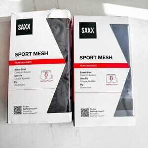 SAXX Sport Mesh Boxer Brief Mens Underwear X 2 PAIRS Grey XXL